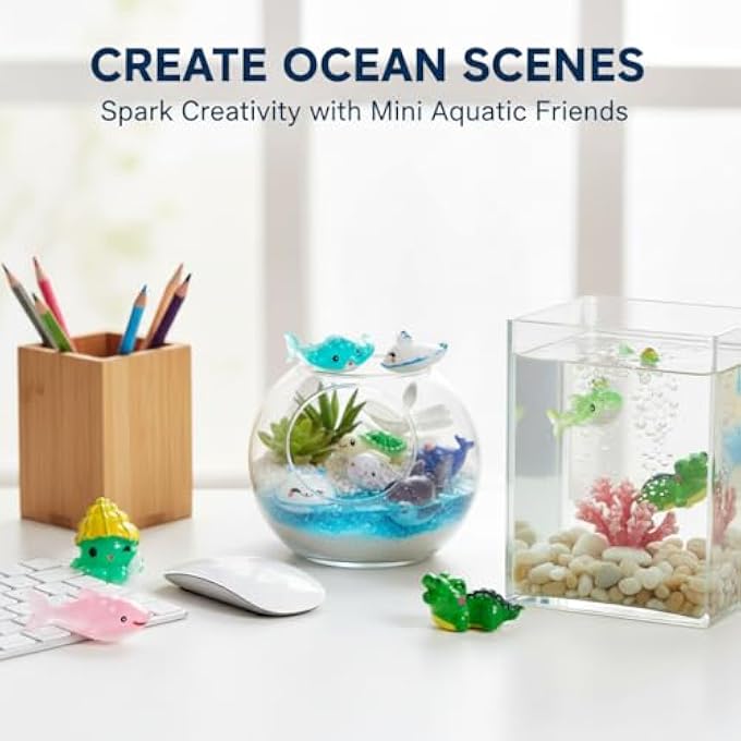 MINI OCEAN ANIMAL FIGURES, 30PCS RESIN SEA CREATURES, 15 MARINE ANIMAL SHAPES INCLUDING DOLPHIN, OCTOPUS, SHARK, WHALE, TURTLE FOR DIY CRAFTS, MICRO LANDSCAPE, DESK DECOR, PARTY AND HOME DECORATION - Image 3